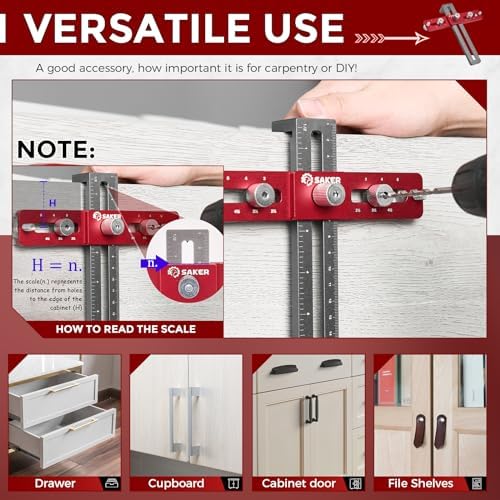 Saker Cabinet Hardware Doweling Jig for Knobs Handles Pulls