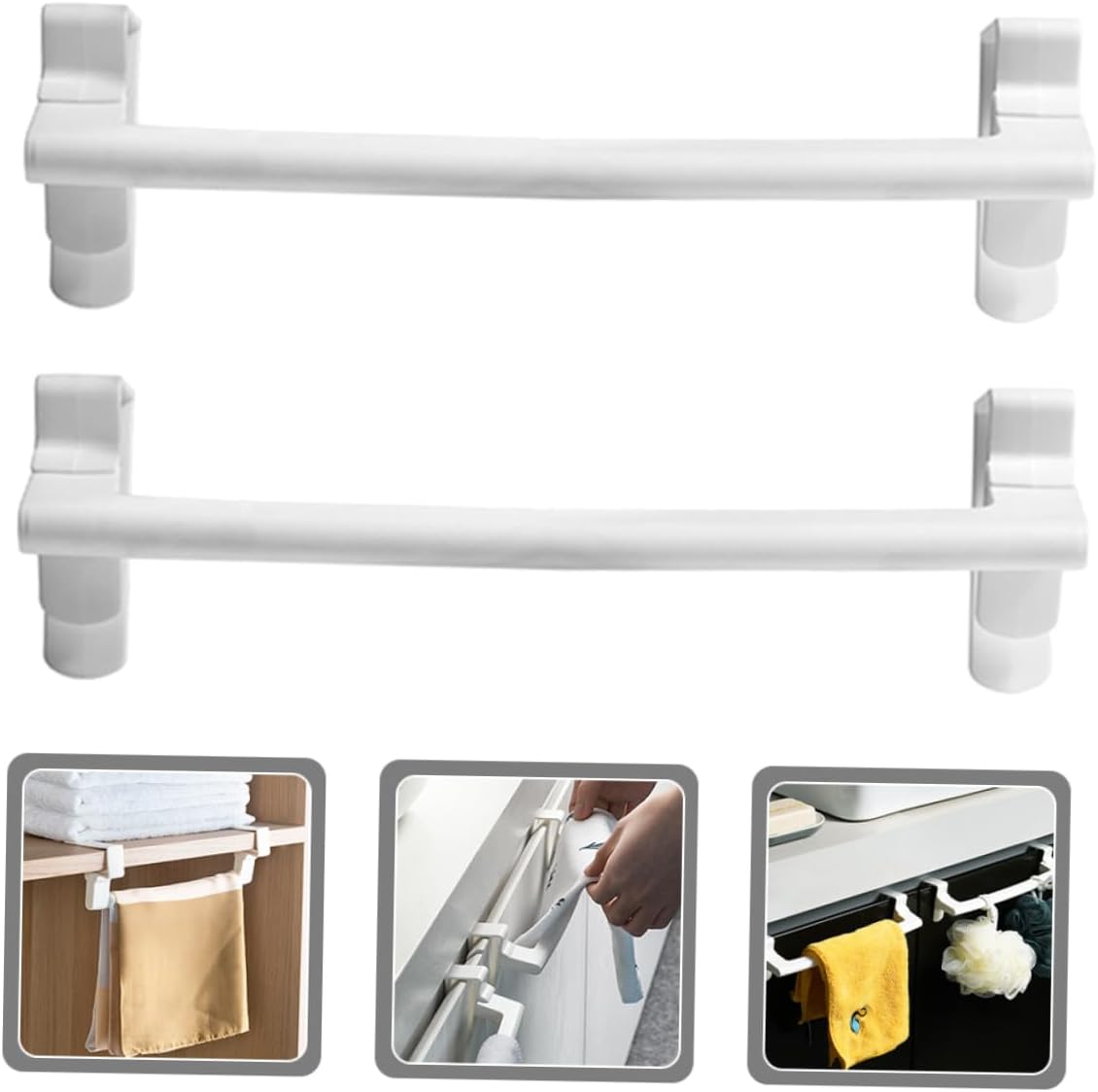 2Pcs No Drill Cabinet Towel Rack for Space Saving Kitchen Bathroom Use
