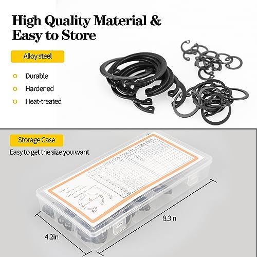 LFSEMINI Snap Ring Plier Set with 300pcs Alloy Steel Circlip Rings