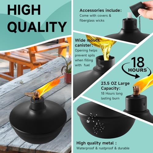 4 Pack Metal Table Top Torches with Refillable Fuel