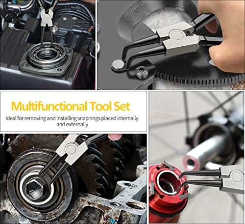 LFSEMINI Snap Ring Plier Set with 300pcs Alloy Steel Circlip Rings