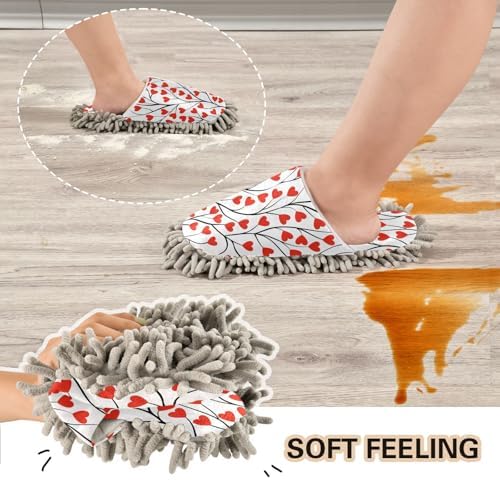 Sinestour Love Heart Tree Mop Slippers for Floor Cleaning