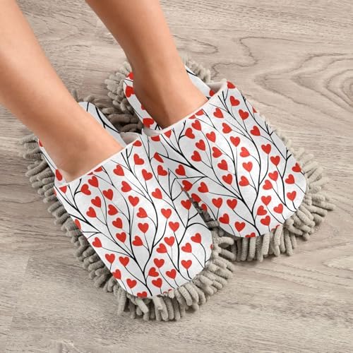 Sinestour Love Heart Tree Mop Slippers for Floor Cleaning
