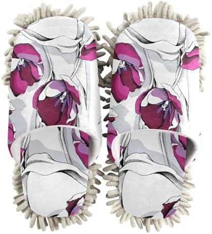 Sinestour Tulips Mop Slippers for Floor Cleaning