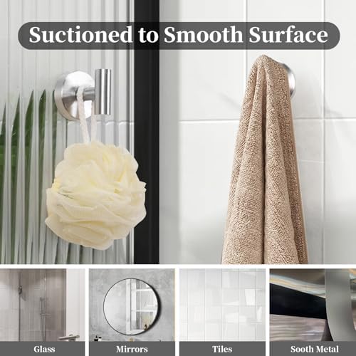 Gohiuo 4-Pack Suction Cup Hooks for Shower and Kitchen