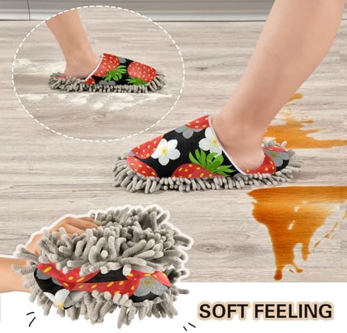 Sinestour Black Strawberry Mop Slippers for Floor Cleaning 1