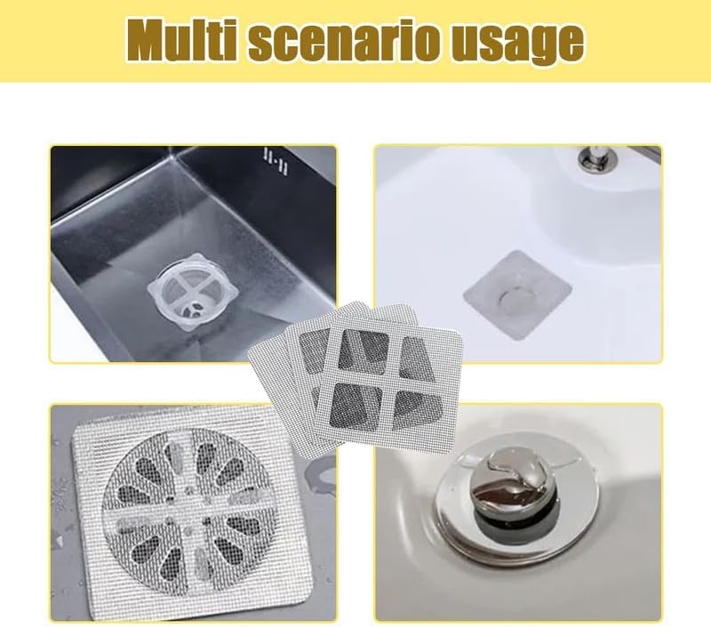 Disposable Hair Drain Stickers 4x4 Inch 10 Pack Bathroom Kitchen Use