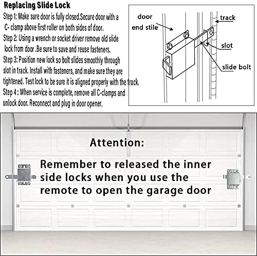 Garage Door Side Lock Inside Deadlock 2 Pack