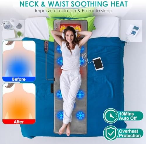 TeqHome Full Body Massage Mat with Heat and Shiatsu Pillow 1