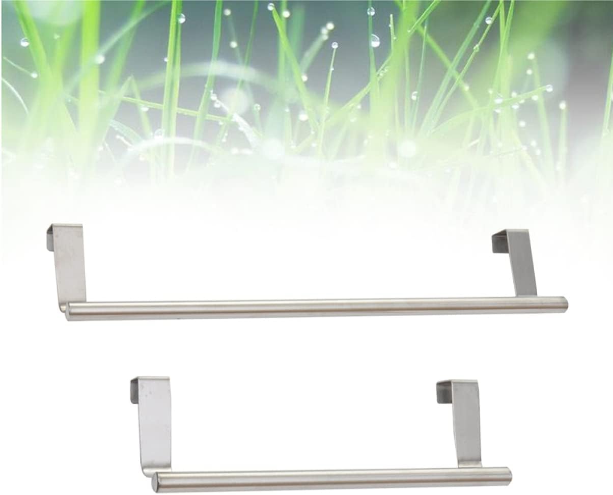 Gadpiparty 2Pcs Stainless Steel Door Towel Bar Hanger Durable Space-Saving