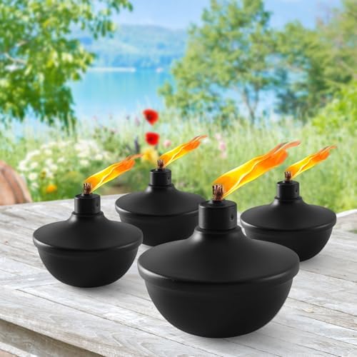 4 Pack Metal Table Top Torches with Refillable Fuel