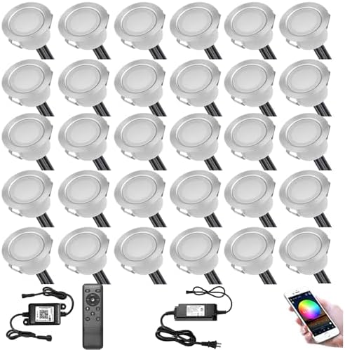 Sumaote LED Deck Lights Kit - 30pcs RGBW WiFi Smart Outdoor Landscape Lighting