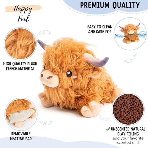 Happy Fuel Highland Cow Microwavable Heating Pad 15lbs