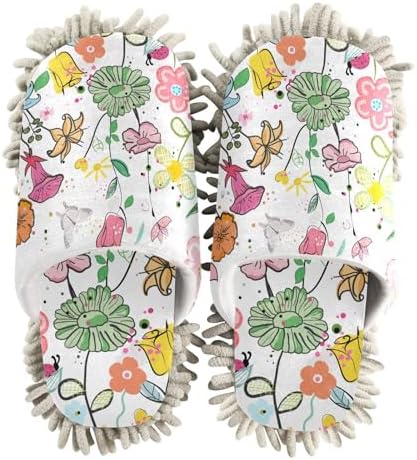 Kigai Microfiber Slippers with Cute Flowers for Floor Cleaning 1
