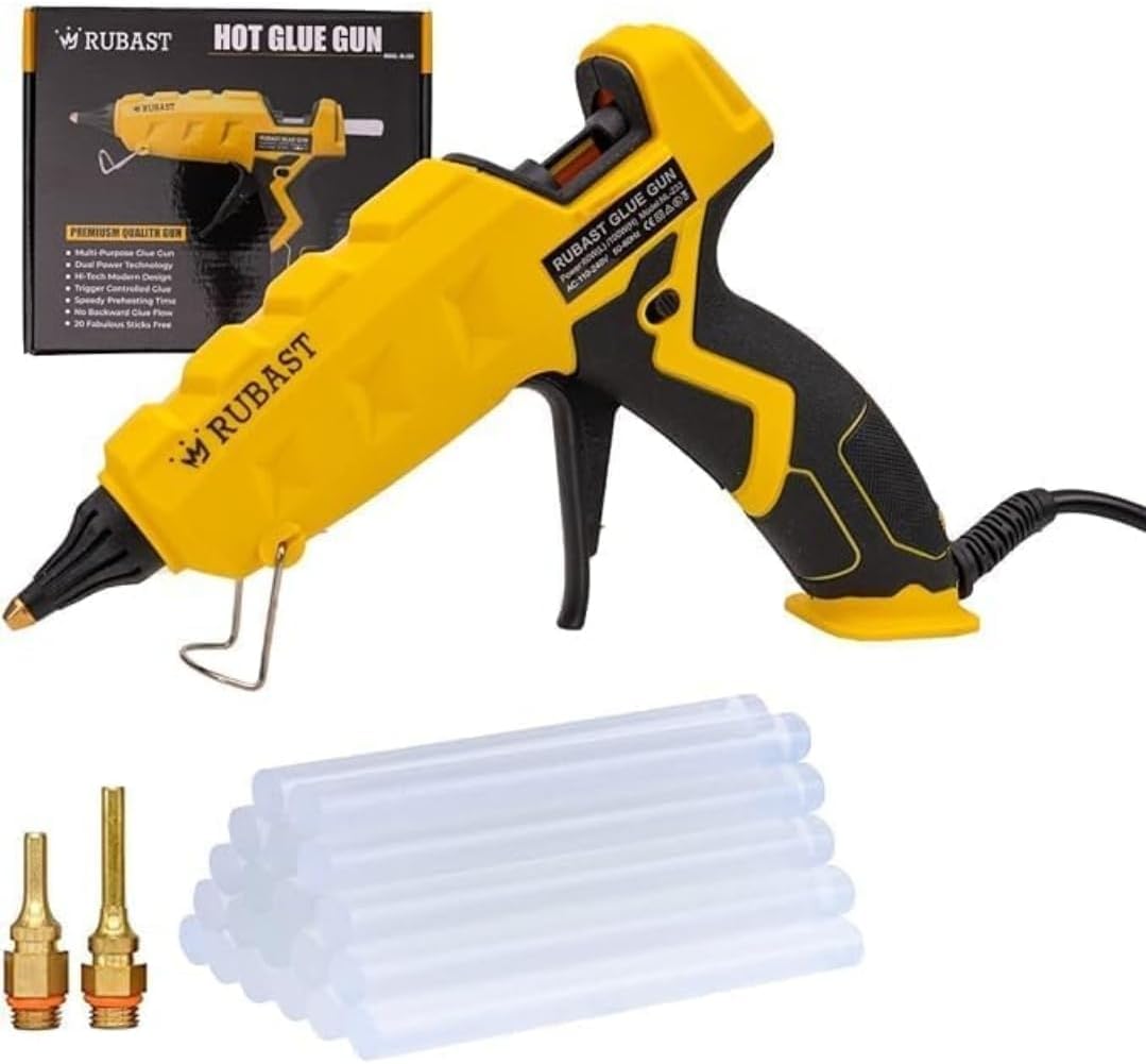 RUBAST Heavy Duty Hot Glue Gun with 60100W Dual Power and 2 Nozzles