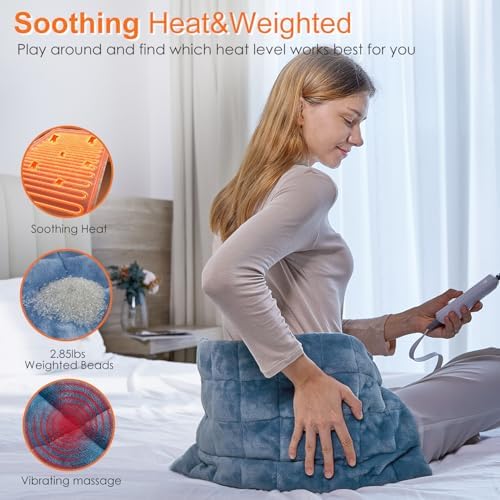 Dowin Weighted Heating Pad with Massager - 12x24 Blue