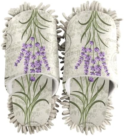 Sinestour Mop Slippers with Lavender Purple Design for Floor Cleaning