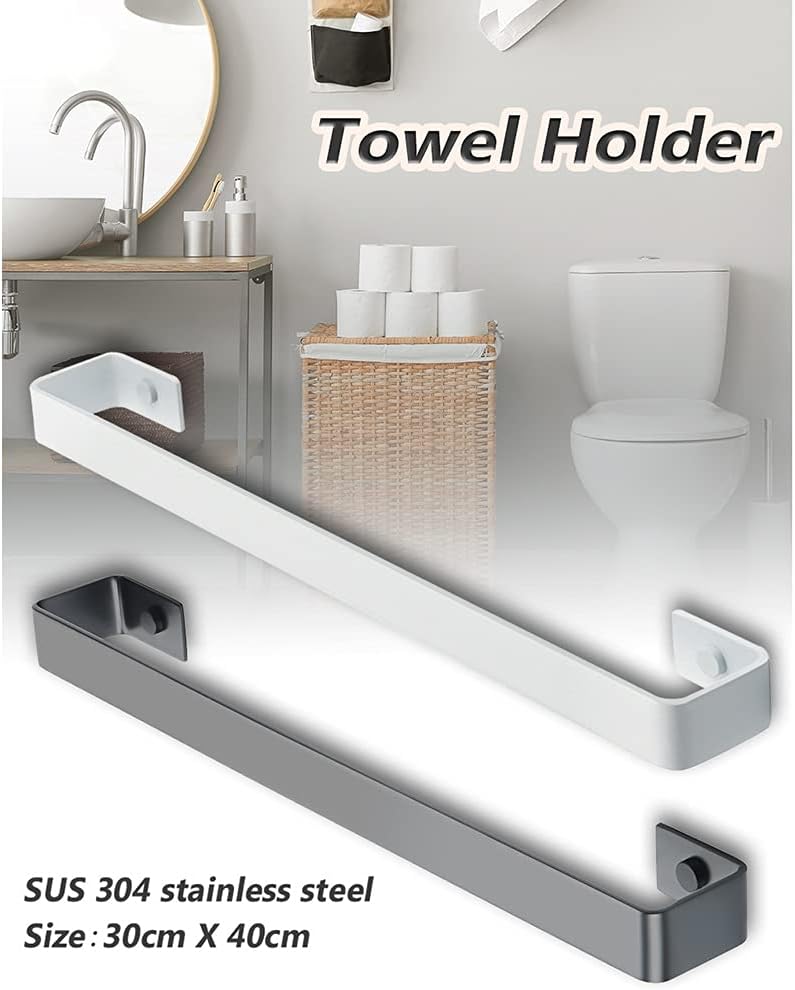 BOCbco 40Cm Towel Rail Black White Wall Mount 1