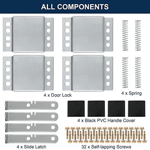 4 Pack Garage Door Side Lock with Black PVC Handle