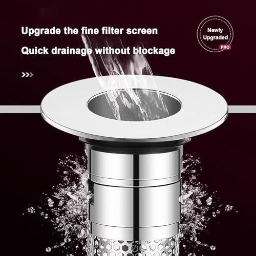 NureBe Pop-Up Drain Strainer with Rust-Proof Hair Catcher