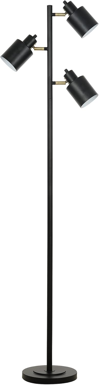 Catalina 23247-001 Modern Floor Lamp 66 Black with Metal Shades