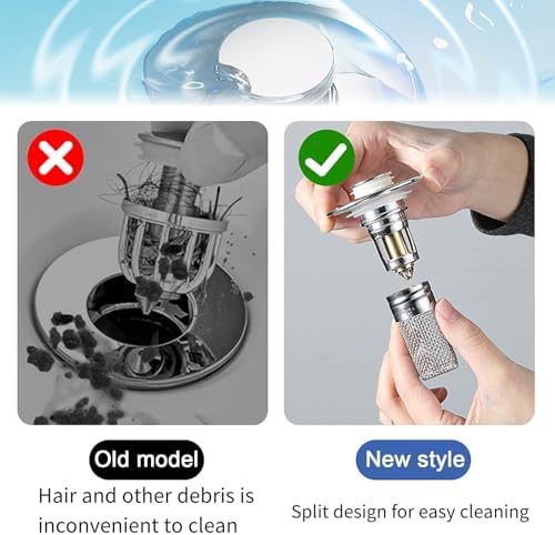 Usofrint Pop Up Sink Stopper Universal Stainless Steel Drain Strainer 1