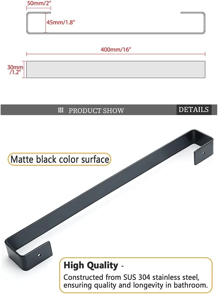 BOCbco 40Cm Towel Rail Black White Wall Mount 1