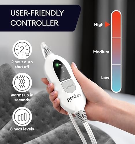 GENIANI Large Electric Heating Pad for Back Pain Relief
