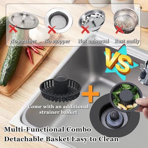 BAOLSLS 3 in 1 Kitchen Sink Stopper with Basket Strainer