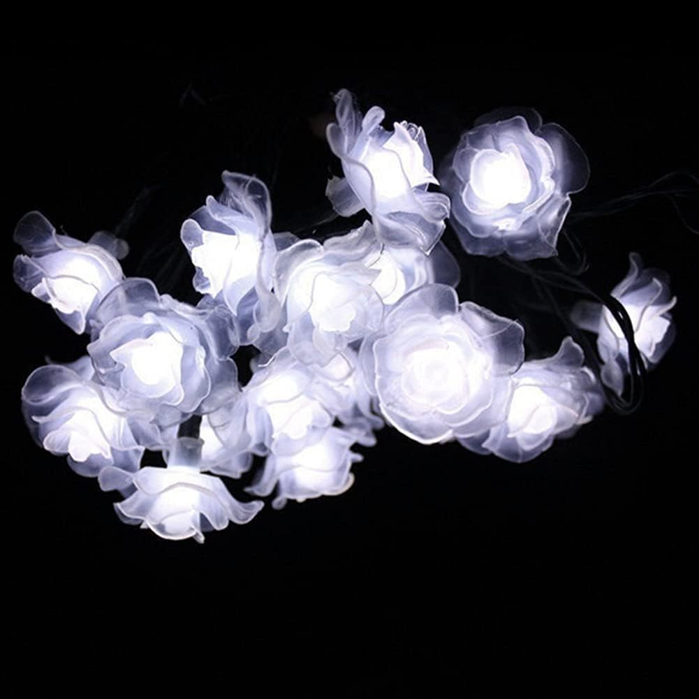 WONFAST Solar Flower String Lights - 20LED Rose White 2 Mode