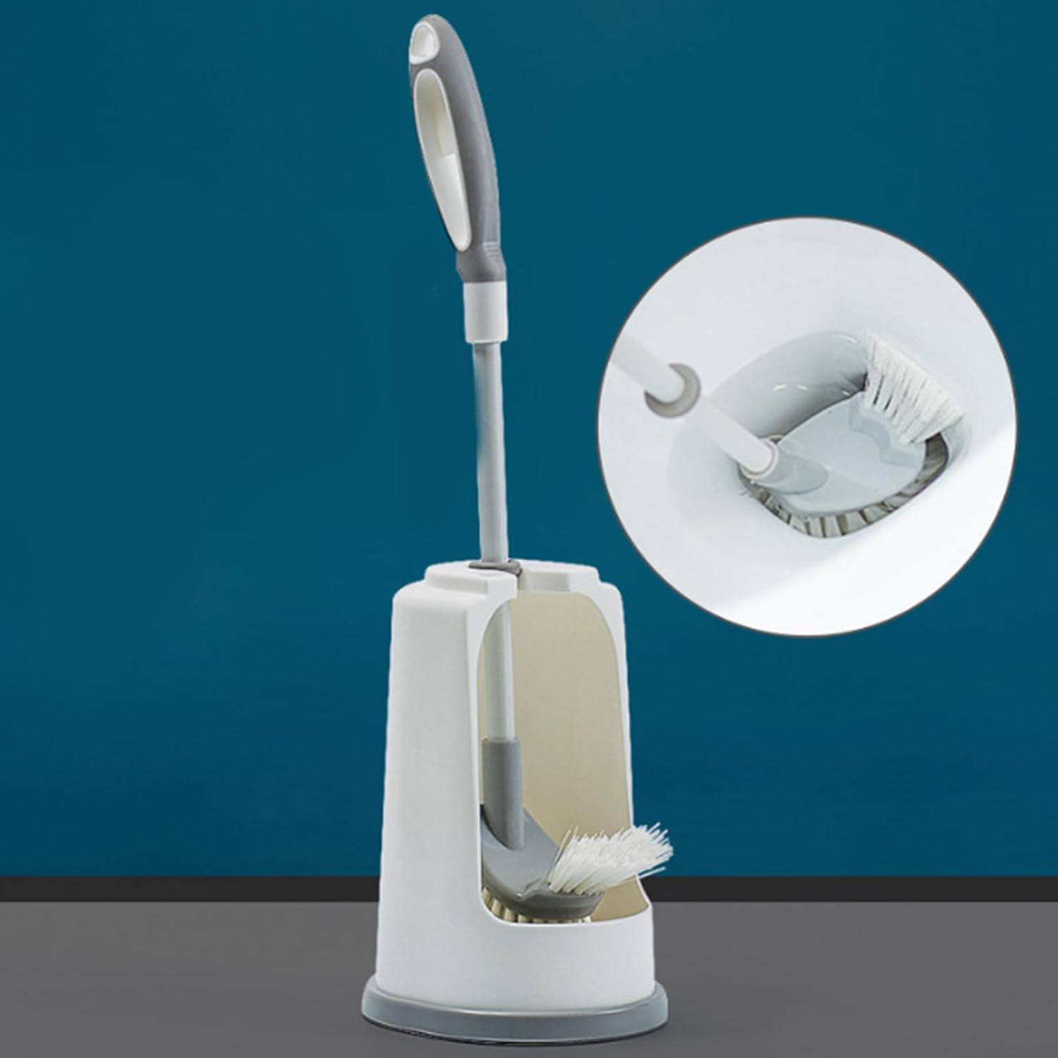 AYKHDS Toilet Brush with Holder Long Handle Tiles Stain Remover Space Saving Design