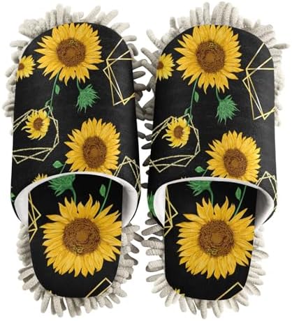 Sinestour Golden Sunflowers Watercolor Mop Slippers