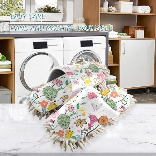 Kigai Microfiber Slippers with Cute Flowers for Floor Cleaning 1
