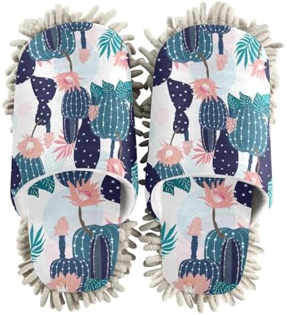 Sinestour Cactus Flowers Mop Slippers for Floor Cleaning