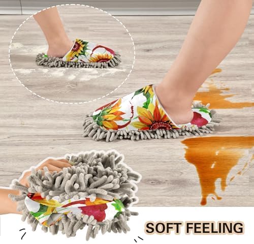 Sinestour Wildflower Mop Slippers for Floor Cleaning
