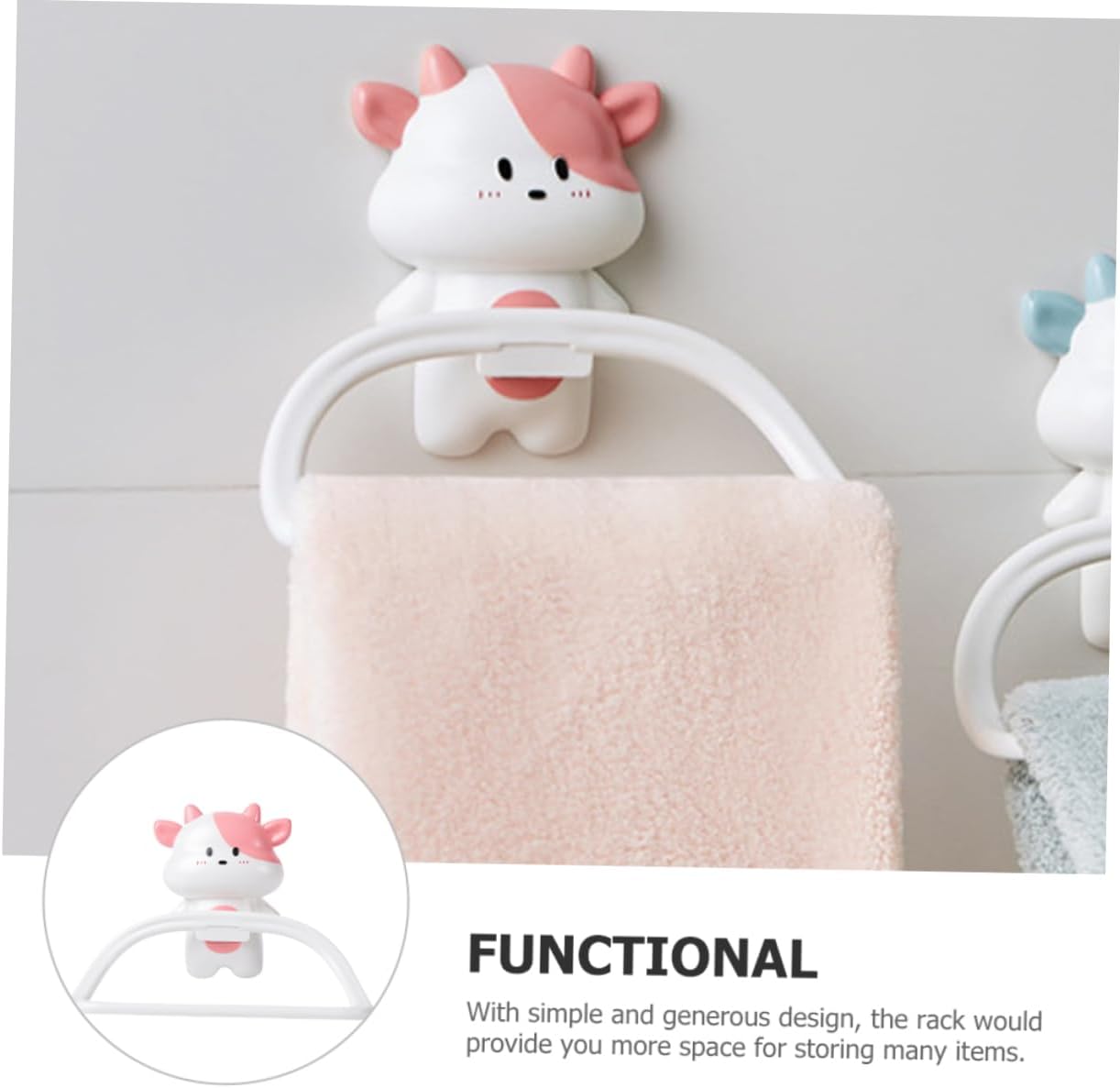 Happyyami Cartoon Cow Towel Holder Over The Door Rack 1