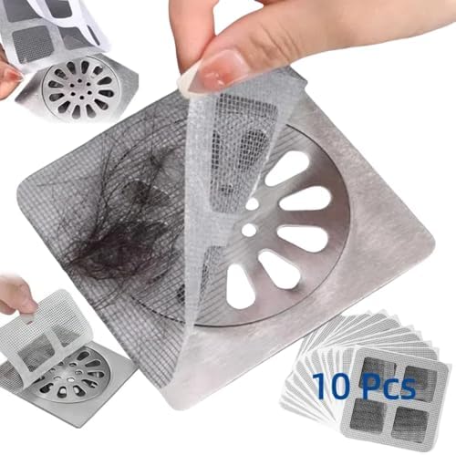 Disposable Hair Drain Stickers 4x4 Inch 10 Pack Bathroom Kitchen Use