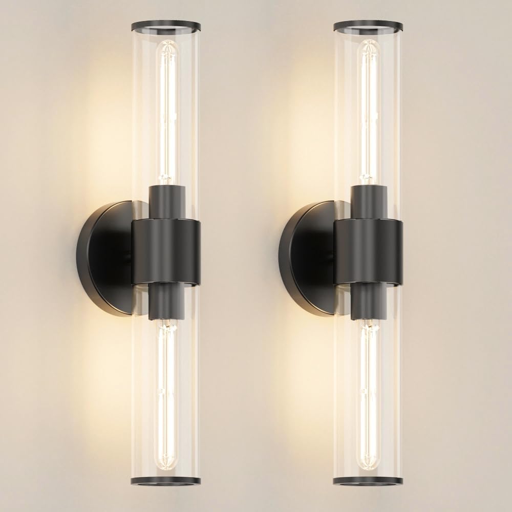 Daunton Matte Black Wall Sconces Set of Two