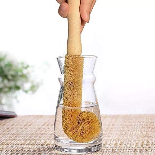 4 pk Natural Wooden Dish Scrubber with Bamboo Handle 1