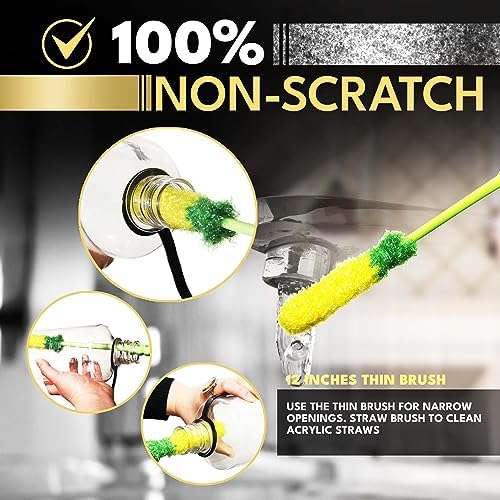 Long Bottle Brush Cleaner Set 3-in-1 and Straw Brushes
