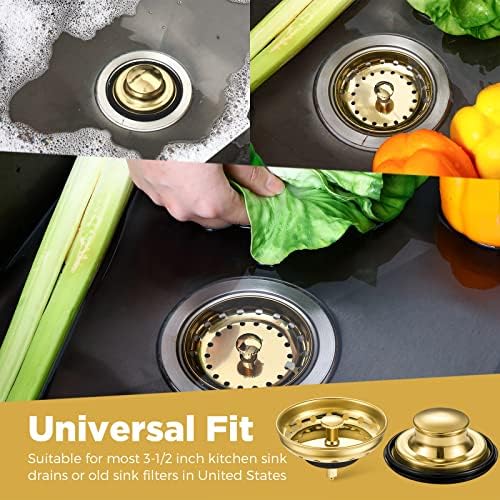 Mudder 3 Pcs Kitchen Sink Drain Strainer Set Light Gold
