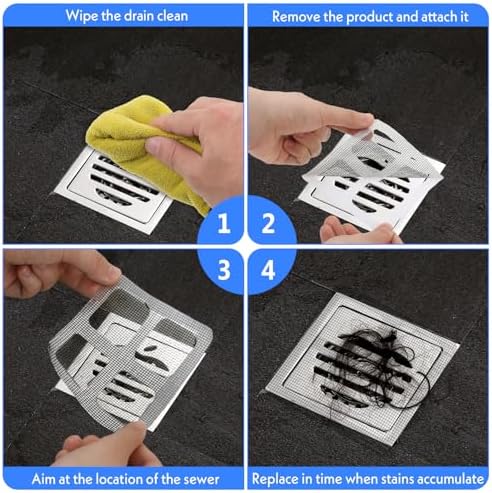 50 Pcs 4x4 Inch Disposable Hair Catcher Mesh Stickers for Bathroom Drains