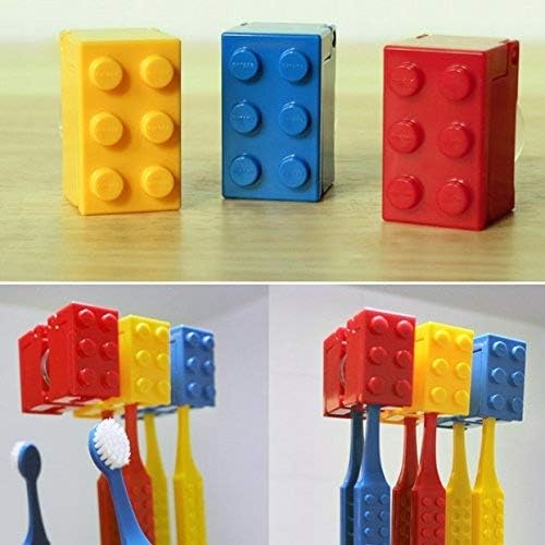 3Pcs Brick Design Toothbrush Holder Set for Kids 1
