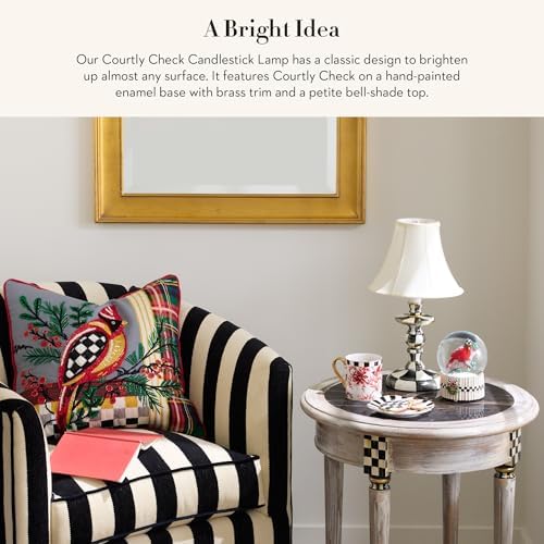 MacKenzie-Childs Candlestick Lamp with Black-and-White Courtly Check