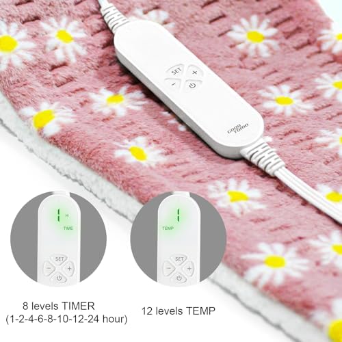 GOQO TOMO Flower Heating Pad - 12 Heat Levels 8 Timers Machine Washable 1