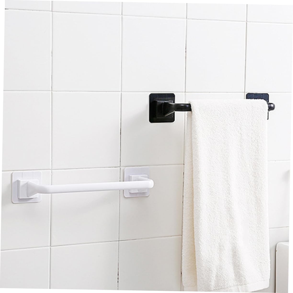 Jojofuny Plastic Towel Bar No Drill Bathroom Holder