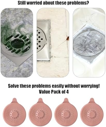 4 Pack Silicone Hair Catcher with Suction Cup for Drains