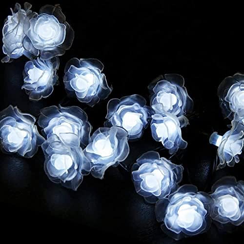 WONFAST Solar Flower String Lights - 20LED Rose White 2 Mode