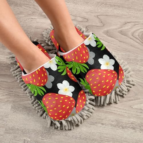 Sinestour Black Strawberry Mop Slippers for Floor Cleaning 1