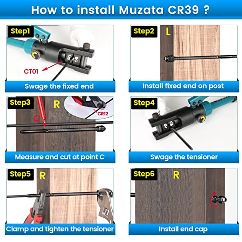 Muzata 20 Pack Cable Railing Tensioner Kit CR316